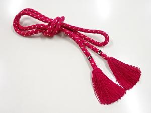 リサイクル　正絹　振袖用手組帯締め（赤紫）